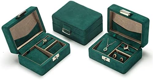 CZDYUF Pequeno veludo verde de madeira de pingente de jóias pequenos de berros de jóias Organizador de jóias de madeira