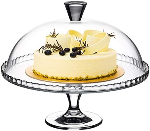 Stand de bolo N / C, pés de vidro feitos à mão, feitos de vidro, com cúpula, leve peso, fácil de transportar e limpar,