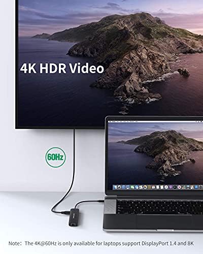 USB C Hub 4K 60Hz, Cablecretion 7 em 1 Pacote de adaptador multitor do hub USB-C com o cabo HDMI de alta velocidade 48k