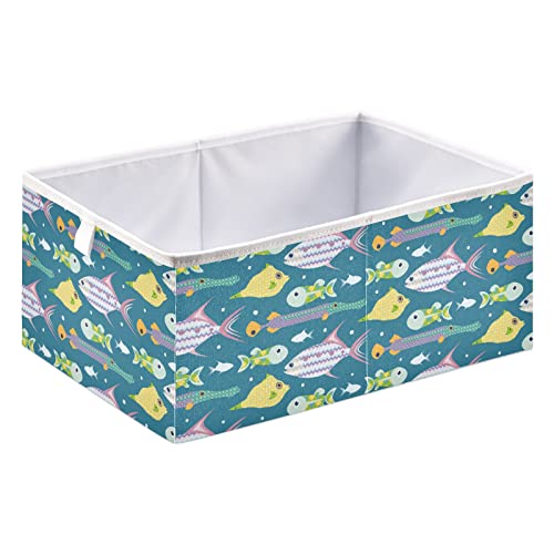 Cubo de armazenamento de cubo de peixe Libes de armazenamento colapsível cesta de brinquedos à prova d'água para caixas de organizador de cubos para brindes Berçário de garoto Book Banheiro escritório - 15.75x10.63x6.96 em