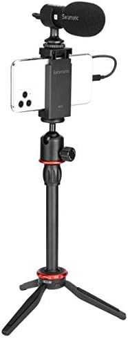 Kit de vídeo e vlogging de smartphone Saramônico para iPhone & Android com microfone estéreo, montagem por telefone, tripé,