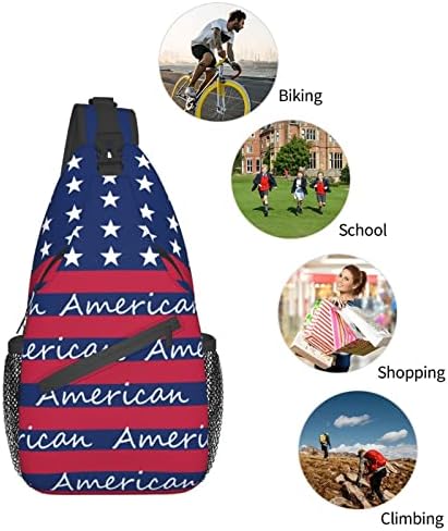 LEQUEHV 4 de julho Dia da independência American USA Flag Sling Backpack Bolsa de peito Bolsa de ombro à prova d'água, Rucksack