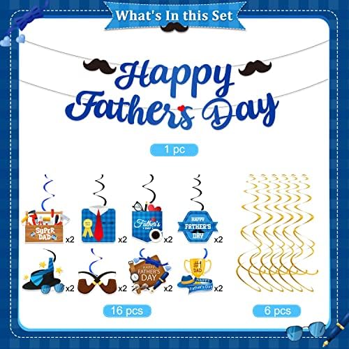 Decorações diurnas dos pais, felizes decorações de festas do dia dos pais incluem Banner feliz do dia dos pais e redemoinhos