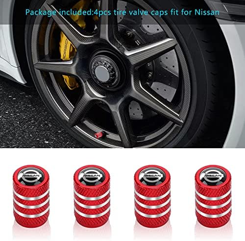 4 PCs Red Car Válvula de pneu Tampa Tampa Tampa de corrosão Premium Ligante de liga de carro Premium Caps de ar de capa Acessórios para Nissan Versa Sentra Altima Maxima Rogue Altima Maxima
