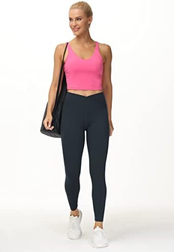 O ginásio Povo Womens 'V Cross Woly Yoga Leggings com controle de barriga de cintura alta