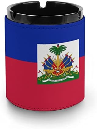 Bandeira de cinza de couro Haiti Copo de cigarro de cinzas para carro em casa Office Indoor Outdoor 3.1 x 4