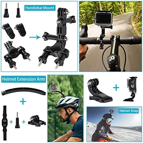 Kit de câmera de ação kuptone kit de acessório com estojo impermeável para a GoPro Hero 11 preto/herói 10 preto/herói 9 preto+tira do peito da cabeça+monte de bicicleta+copo de sucção+garra flutuante