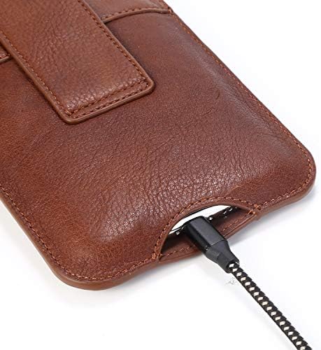 Caixa de telefone vestível, coldre de couro vertical premium de clipe de bolso loop de cinto de cinto, compatível com