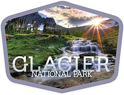 Adesivo de corte do Parque Nacional Glacier, montana, cachoeira, adesivo de vinil de contorno 1 a 3 polegadas, pequeno