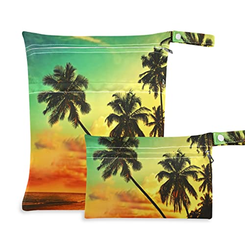 Belo bolsa de fralda reutilizável na praia tropical de praia tropical para roupas de banho organizador molhado à prova d'água