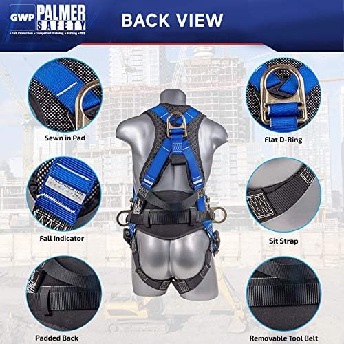 Palmer Segurança Proteção de queda de queda Segurança Hammerhead Series Safety Kit I Premium Harness + cordão + kit de extensor-ring D Kit