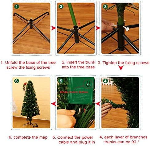 Árvore de Natal artificial de 6 pés, árvore de dobradiças premium com luzes LED e suporte de metal dobrável, Eco-Friendly