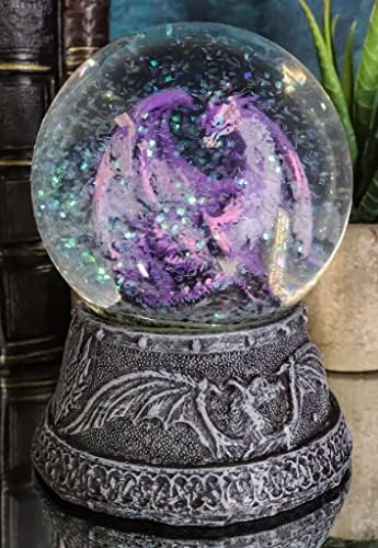 EBROS Presente Mythical Purple Midnight Dragon Water Globe Fture With Glitters 4,75 H Glitter Glitter Collectible