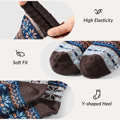 5 pares de meias de lã - meias de lã para mulheres tripulantes para mulheres meias de lã meias de bota meias de caminhada de