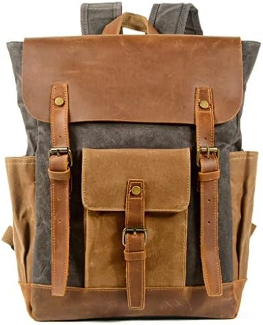 Lukeo Outdoor Backpack Canvas Stitching Mackpack Backpack School School Unisex