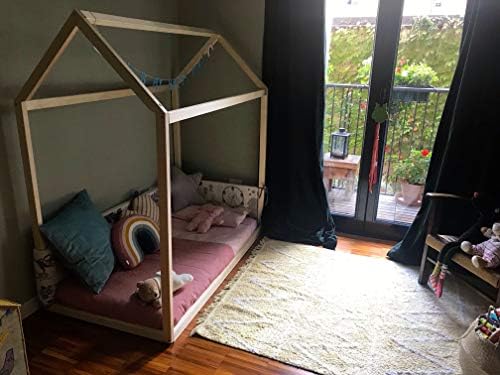 Homefordreams Cama de Casa Criança com ripas, Montessori Bed Us Size 52x27,5 em