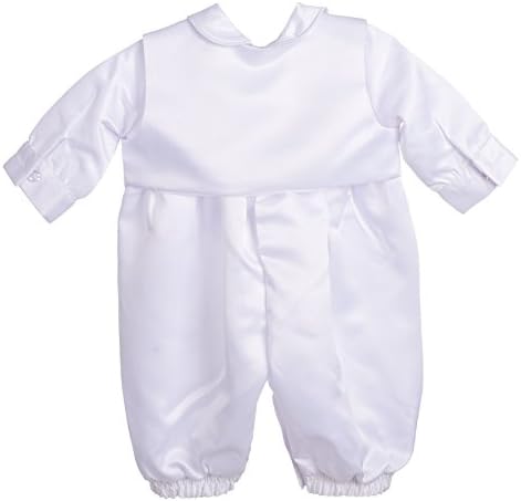 Dressy Daisy Infant Baby Boy Batening Baptism Roupet Bodysuit de sacos de cetim conjunto com capô de chapéu 0-18 meses, branco