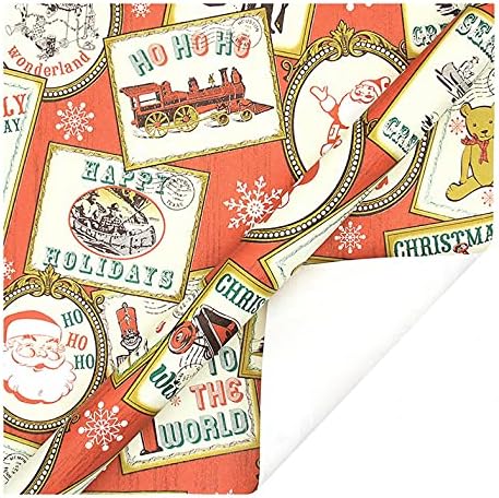 Papel de embrulho de Natal, ULEMEILI 70 × 50 cm de papel de embrulho de presente, cana engraçada de doces, sinos, santos claus, rena clássica boneco de natal