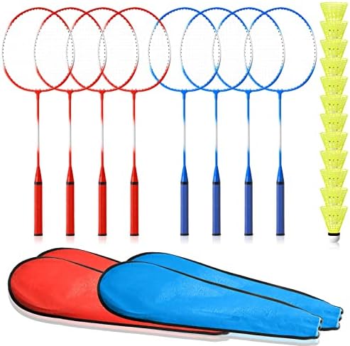 8 peças Badminton raquetes definidas com 12 badminton 4 transportar bolsas de bola de badminton badminton racquets badminton equipamento de badminton para adultos e adolescentes