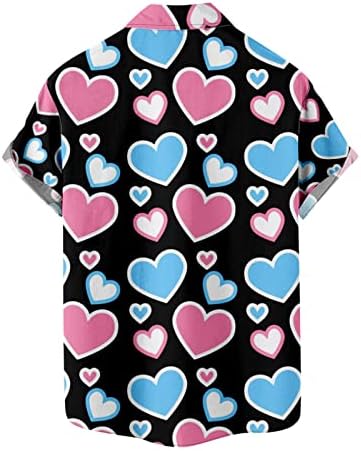 Camisas de amor para homens casuais botão completo de manga curta Camiseta masculina camisa gráfica do dia dos namorados presentes