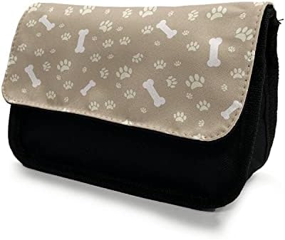 Caixa de lápis de osso de cachorro lunarable, pegada de animais de estimação ao ar livre, bolsa de lápis de caneta com zíper