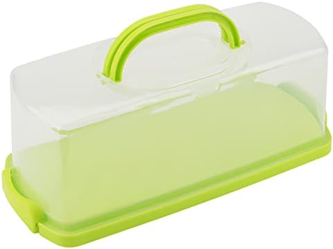 Mahiong 4 embalagem caixa de pão portátil com alça, recipiente de armazenamento de bolo de pão retangular de plástico,