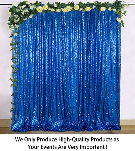 Real Blue Shimmer Lantejão de tecido de pano de fundo pano de fundo 8ftx8ft Glitter Background Centro de cortina de cortina de cortina de cortina para a cerimônia de Natal de formatura do casamento