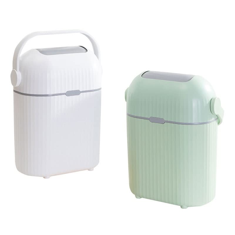 Genigw portátil shake tampa anti-odor lixo lixo lata doméstica banheiro quarto alça de vedação de plástico bucket de