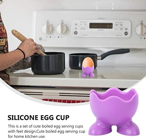 Portadores de suporte de ovo razoável 5pcs xícaras de ovo de silicone para ovo cozido, suporte de xícara de ovo