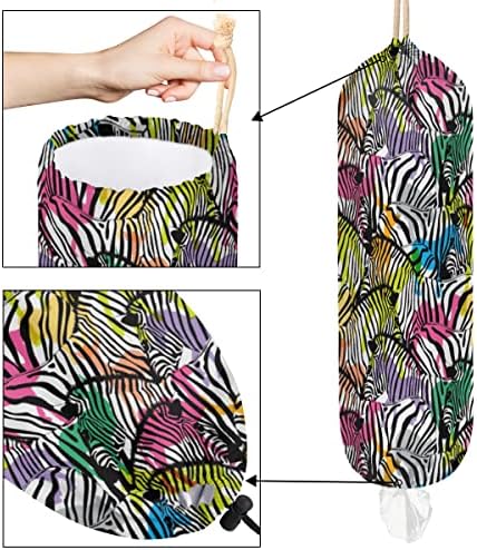 Colorido saco de plástico de zebra colorido portador de plástico reutilizável portador de compras de parede Mount Organizer Distribuidor