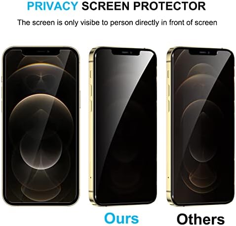 [2 pacote] Protetor de tela de privacidade para iPhone 12 e iPhone 12 Pro 6,1 polegadas, protetor de tela anti-spy 9H vidro