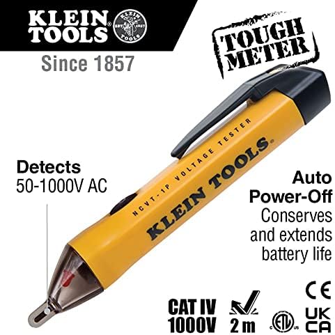 Testador de tensão Klein Tools NCVT1P, Pen do detector de tensão sem contato Pen & RT250 GFCI Testador de receptáculo com tela LCD,