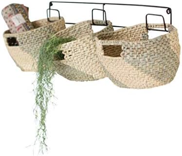 Minha casa chique em casa chique de três cestas de berros de ervas marinhos de ervas marinhas naturais penduradas