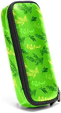 Folhas verdes florais 84x55in Leve lápis bolsa de caneta com bolsa de artigos de papelaria dupla com zíper para o escritório de