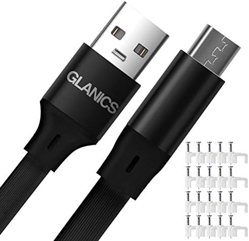 Glanics Micro USB Cable, cabo de carregamento Micro USB de 25 pés, cabo USB longo para micro cabo de carregador e cabo de transferência de dados para câmera wyze, câmera wyze, came em nuvem, smartphones, mobili