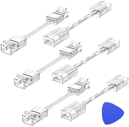Conector de luz de tira de led emiter, 6 compactores de fita de luz de fita LED branca conector de chumbo de chumbo para luzes de tira LED de 8 mm de largura