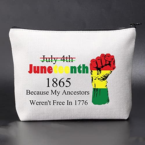 Jniap Black History Month Presente Juneteenth Afro Cosmetic Bag Juneteenth 1865 Bolsa de maquiagem Presente Pride Black History