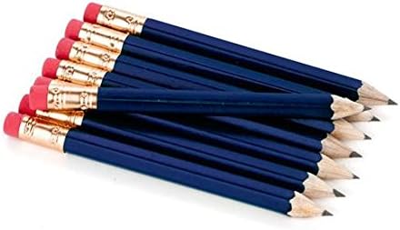 Meio lápis com borracha - golfe, sala de aula, banco, curto, mini - hexágono, afiado, não tóxico, 2 lápis, cor - azul marinho, Golf