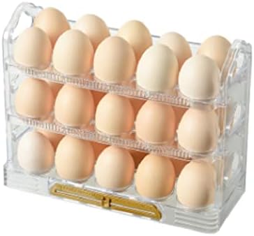 ZZLIK FLIP-TYPE OGOS DE ARVAGEM DE RATURA DE RATO DE RATO DE BAIXA Caixa de armazenamento Stand para o ovo para o organizador da geladeira cozinha de bandeja fresca