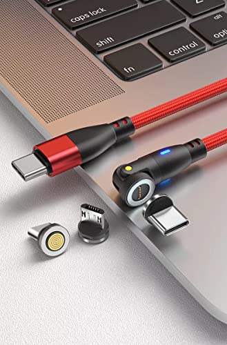 Desejos de Impulse 540º Tipo USB 'C' 3 em 1 Cabo de carregamento rápido magnético com dicas magneticamente intercambiáveis ​​para micro USB, tipo USB 'C' e iProducts