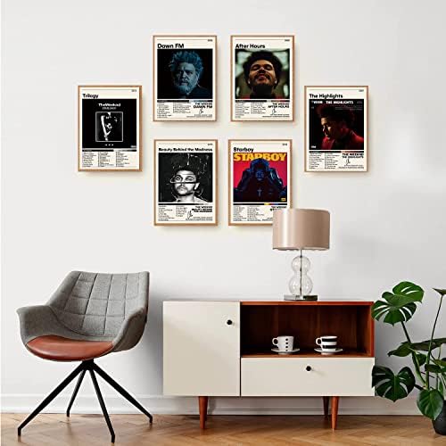 The Singer Weeknd Pôster, Arbor de Arte da Capa de Música e Pôsters Tracklist Conjunto de 6 Arte de Parede de Canvas Decoração de Casa Estética para Quarto