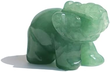 Estatuetas de elefante de pedra preciosa de Wemeki 1pc, verde a aventurina escultura elefante pequeno elefante presente de cristal estatuetas estatuetas escrevidas à mão estátuas de elefante para decoração