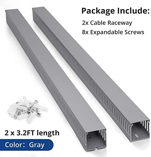 Zhiyo 2x2in Server Rack Management, kit de pista de cabo de duto de cabo de 6,4 pés, PVC eletricamente seguro para gerenciamento de cabos de rede, pista de arame de slot para computador para computador, duto de arame 2 x L3.2ft