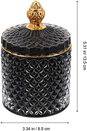 Vorcool cristal doce jar vidro doce prato biscoito barril decorativo jarra de biscoito de tigela com tampa para decoração de festa em casa preto