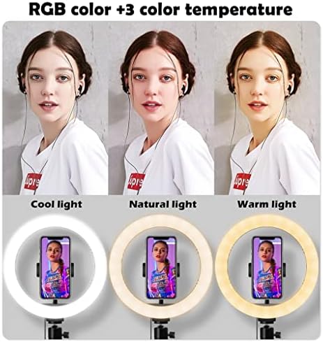 Anel de selfie Luz com Tripé de Desktop/Remoto Bluetooth, 47 RGB Color Modos Tiktok Luz, Luzes de Círculo de Fotografia para Tiktok