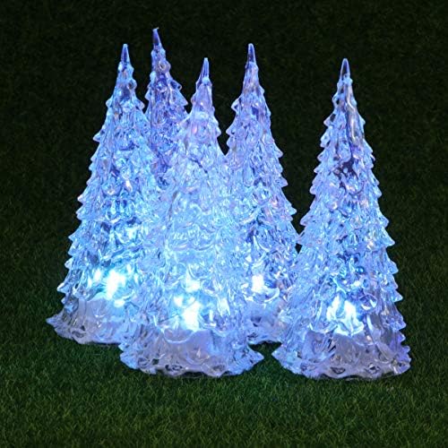 Toddmomy 5pcs Árvore de Natal iluminada pela mesa, LED acrílico Night Light Christmas Tree Light Ornament for Holiday Christmas