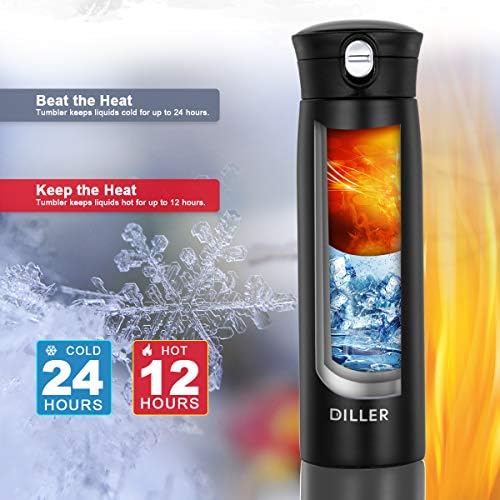 Diller Bottle Thermal Water, caneca de viagem de café 16 ou 8 oz de garrafa de água de garrafa de água com tampa