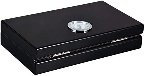 Armazenamento de mesa de ZCXIYU preto com higrômetro digital e umidificador de viagem Caixa de charutos de 4 dedos Caixa de