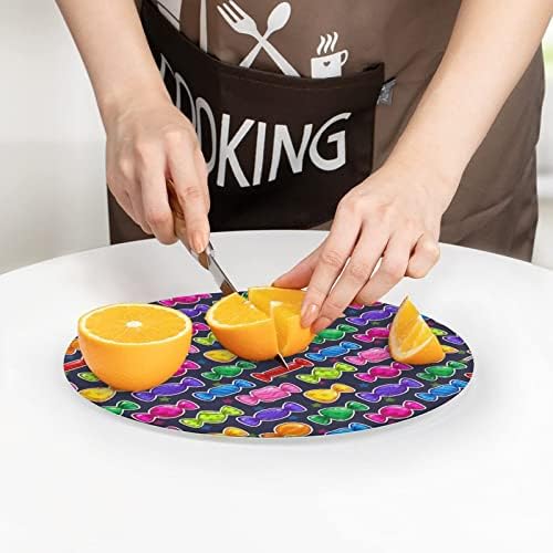 Candies coloridos Placas de corte de vidro Bloco de corte redondo tapetes personalizados personalizados para cozinha fácil