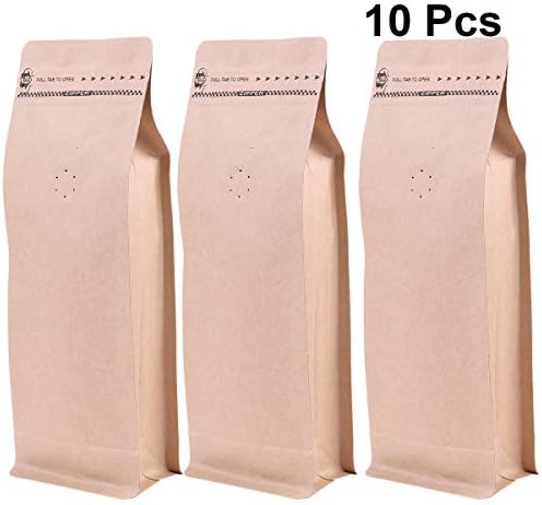 Upkoch 10pcs Cafee Hermetic Zipper Bag de uma maneira de ventilação de um saco de papel de stand-up de ventilação de um lado para